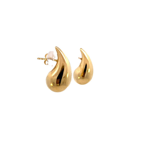 Earrings large tear-drop hollow 14kt yellow gold - Gaines Jewelers