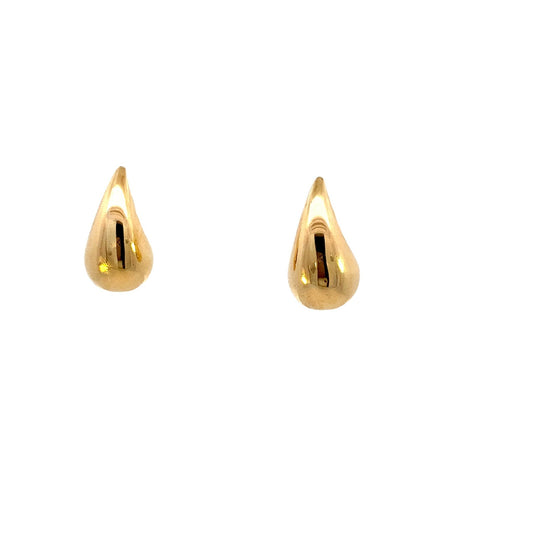 Earrings large tear-drop hollow 14kt yellow gold - Gaines Jewelers