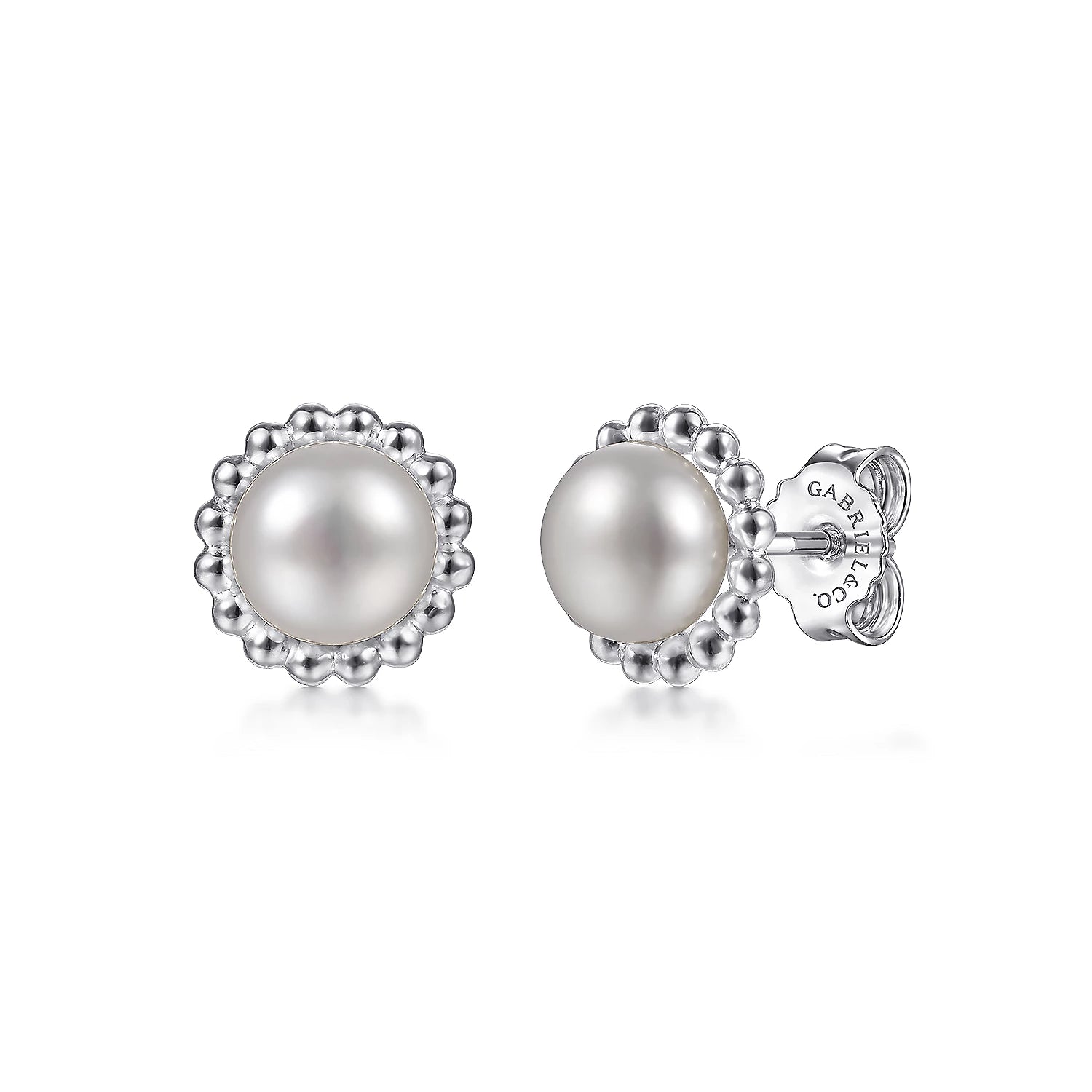 Earrings pearl stud with bead halo - Gaines Jewelers