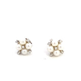 Earrings Pearl/diamond 18K wg - Gaines Jewelers