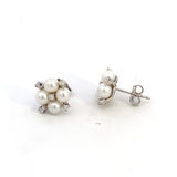 Earrings Pearl/diamond 18K wg - Gaines Jewelers