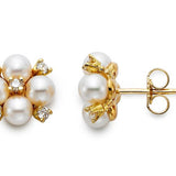Earrings Pearl/diamond 18K wg - Gaines Jewelers