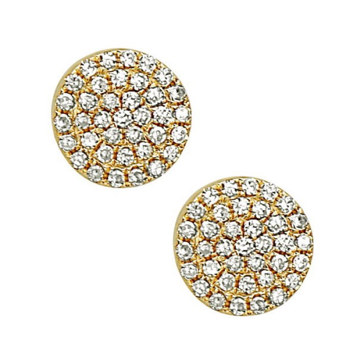 Earrings round diamond buttons 14kt yg - Gaines Jewelers