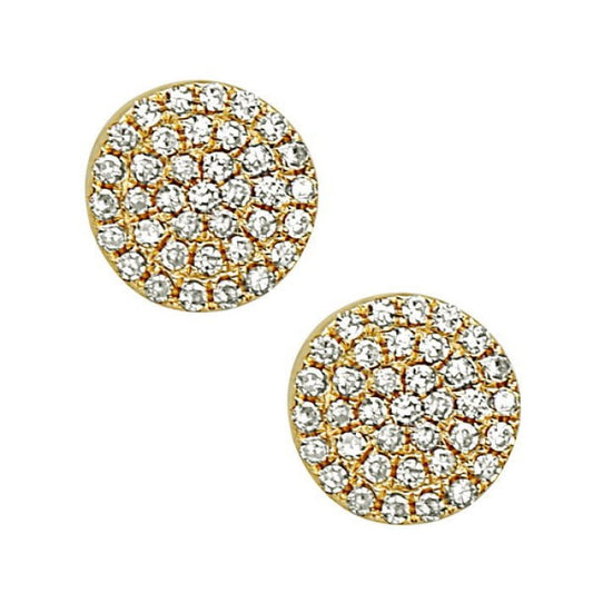 Earrings round diamond buttons 14kt yg - Gaines Jewelers