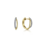 Earrings small diamond huggies criss-cross 2-tone - Gaines Jewelers