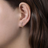 Earrings small diamond huggies criss-cross 2-tone - Gaines Jewelers