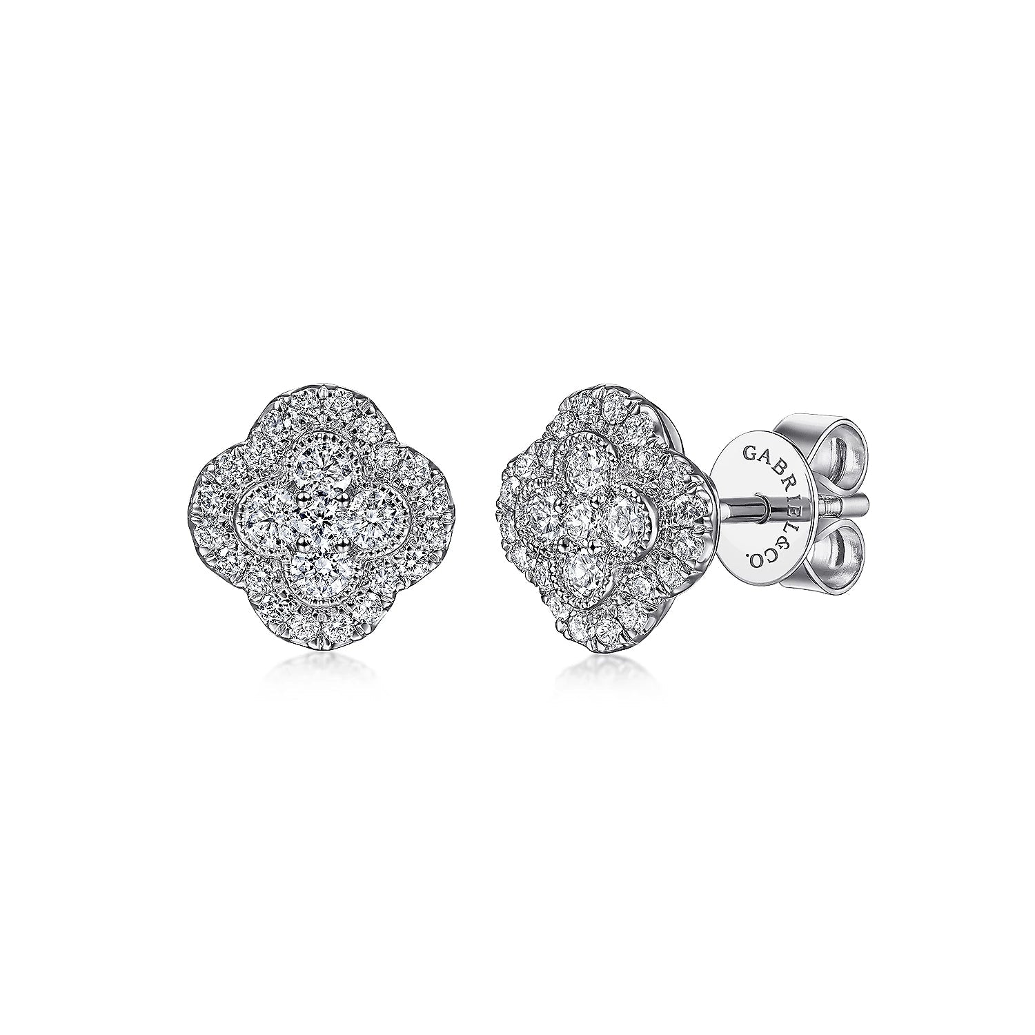 Earrings square shape diamond clusters - Gaines Jewelers