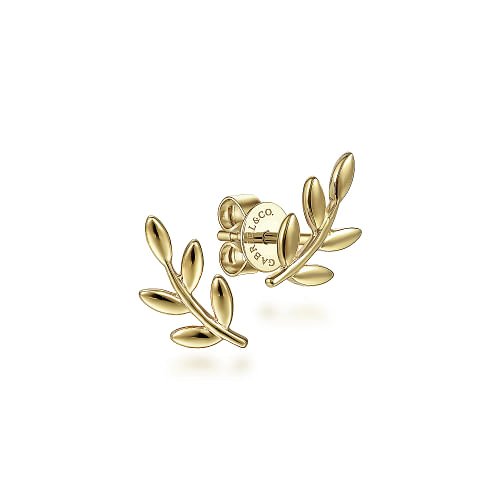 Earrings tiny branch 14kt yellow gold - Gaines Jewelers