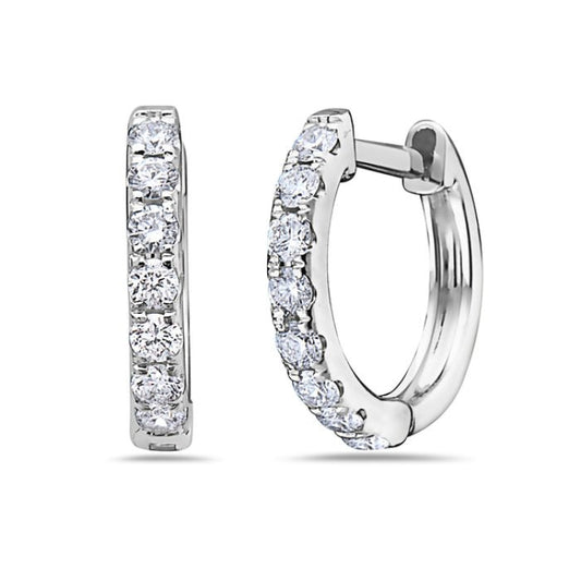 Earrings tiny diamond huggies 14kt wg - Gaines Jewelers