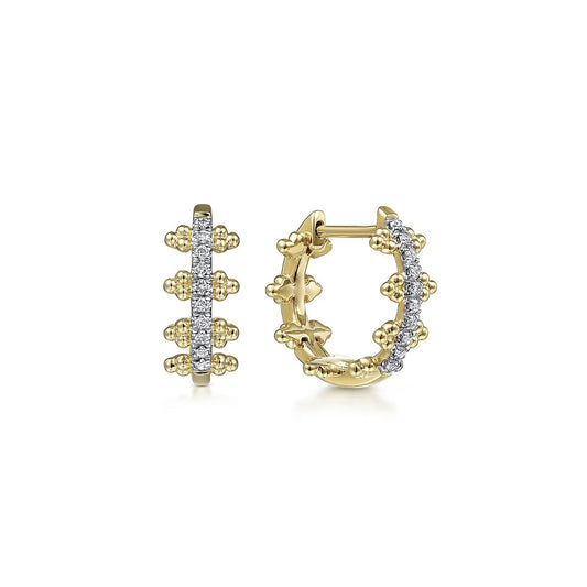 Earrings tiny diamond huggies 14kt yellow gold - Gaines Jewelers