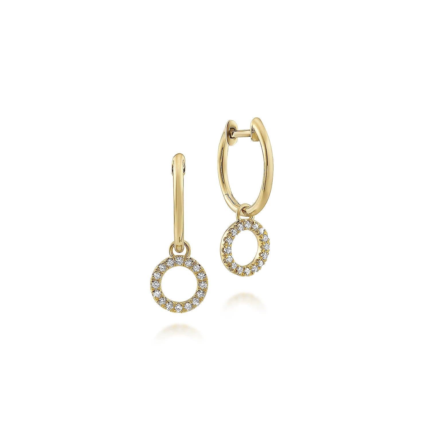 Earrings tiny hoops with diamond drop - Gaines Jewelers