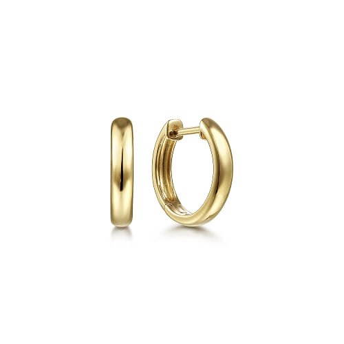 Earrings tiny plain gold hoops 14kt yellow gold - Gaines Jewelers