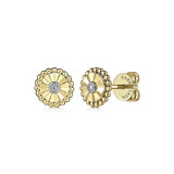 Earrings tiny sunburst w/diamond - Gaines Jewelers