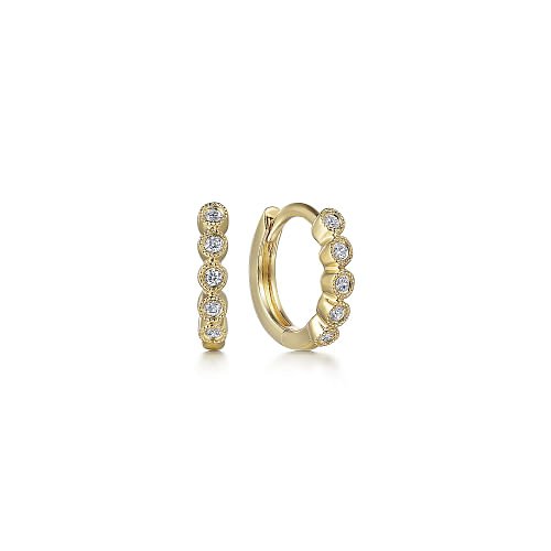 Earrings very tiny diamond huggies 14kt yellow gold - Gaines Jewelers
