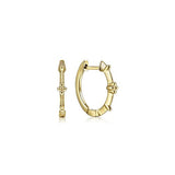 Earrings Vintage Inspired 14K Yellow Gold 15mm Beaded Station Huggies - Gaines Jewelers