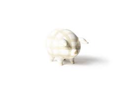 Ecru Gingham Piggy Bank - Gaines Jewelers