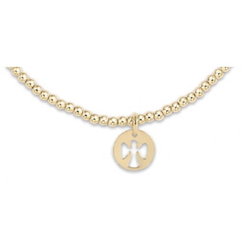 egirl Classic Gold 2mm Bead Bracelet - Guardian Angel Small Gold Disc - Gaines Jewelers