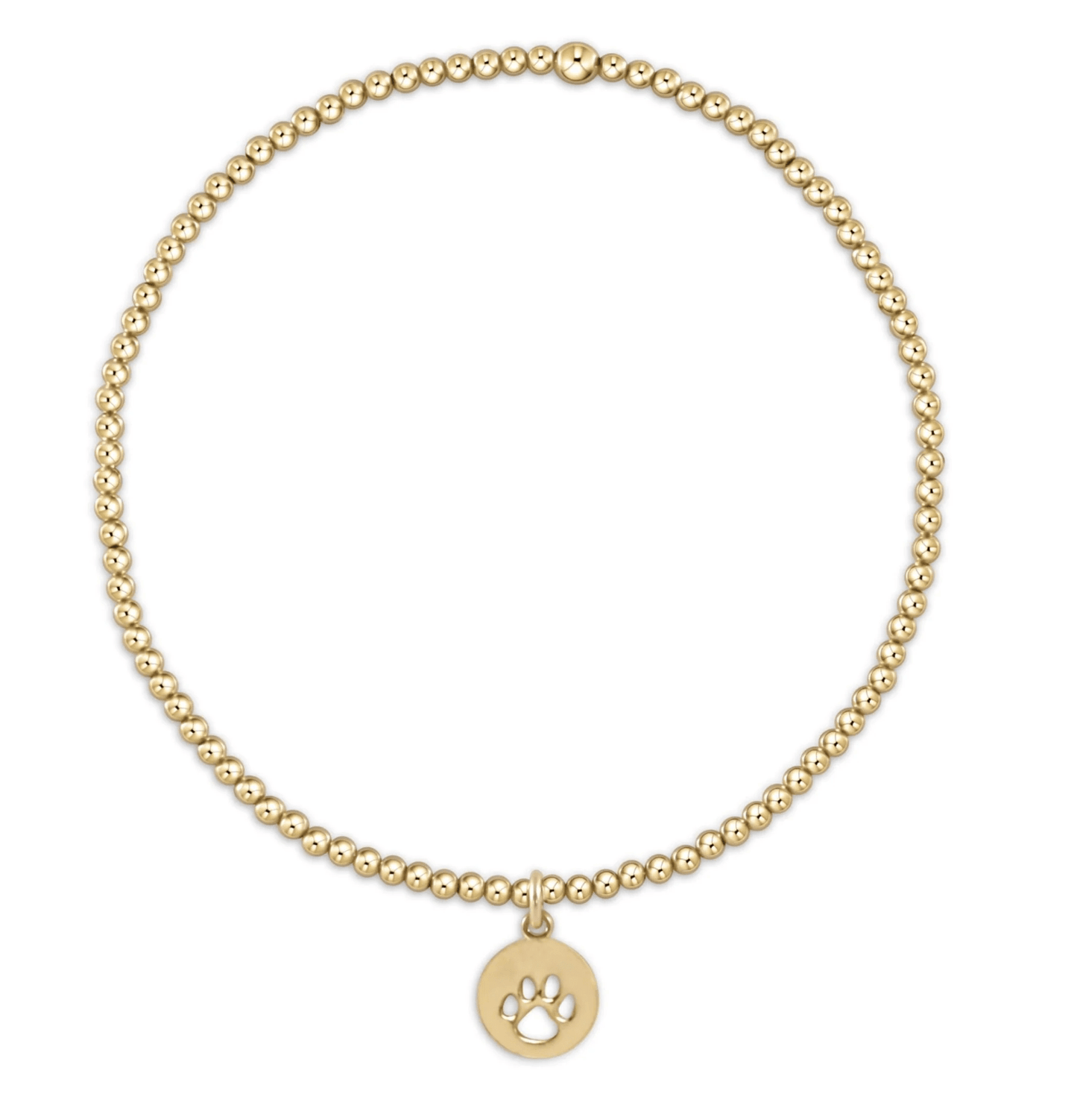 Egirl Classic Gold 2mm Bead Bracelet- Paw Print Small Gold Disc - Gaines Jewelers