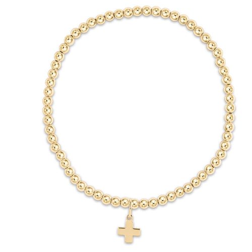 egirl Classic Gold 3mm Bead Bracelet - Signature Cross Gold Charm - Gaines Jewelers