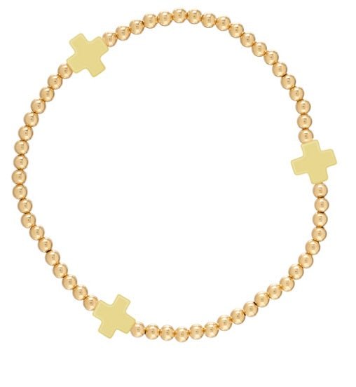 egirl Signature Cross Gold Pattern 3mm Bead Bracelet - Gaines Jewelers