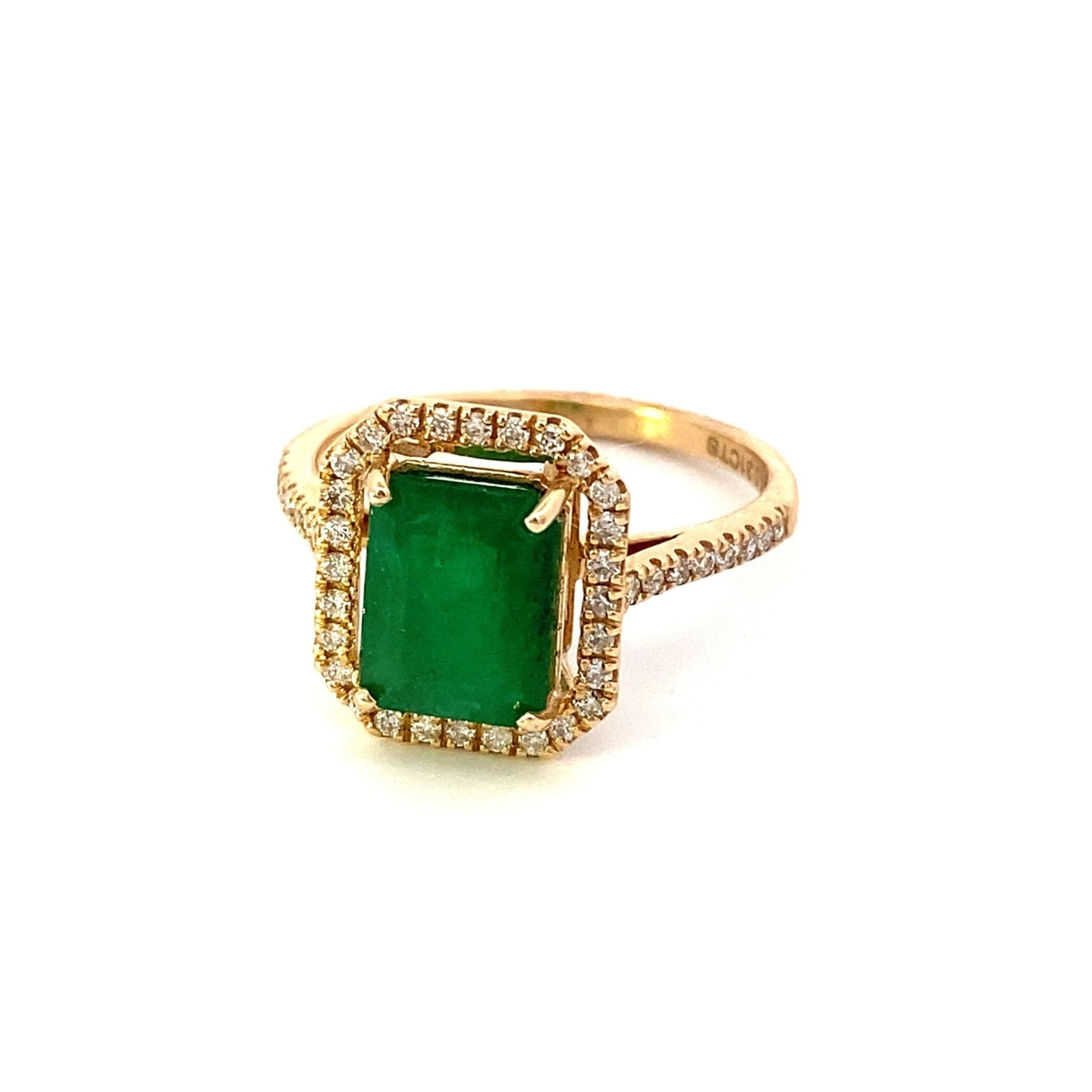 Emerald Cut Emerald and Diamond Halo ring - Gaines Jewelers