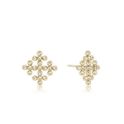 Encompass Gold Stud-Classic Beaded Signature Cross - Gaines Jewelers