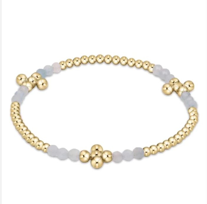 Extends Gold Signature Cross Pattern Bead Bracelet Pearl Beaded Signature Cross - Gaines Jewelers