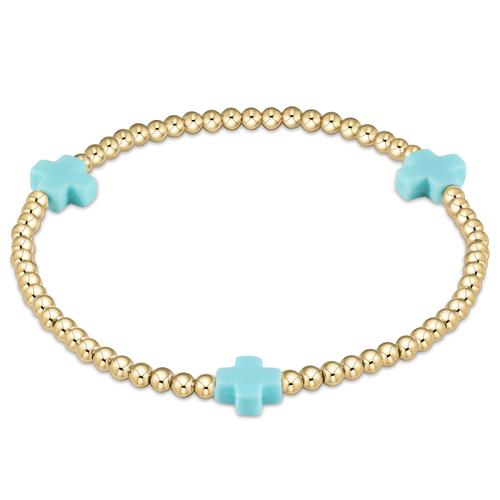 extends signature cross gold 3mm bead bracelet - Gaines Jewelers