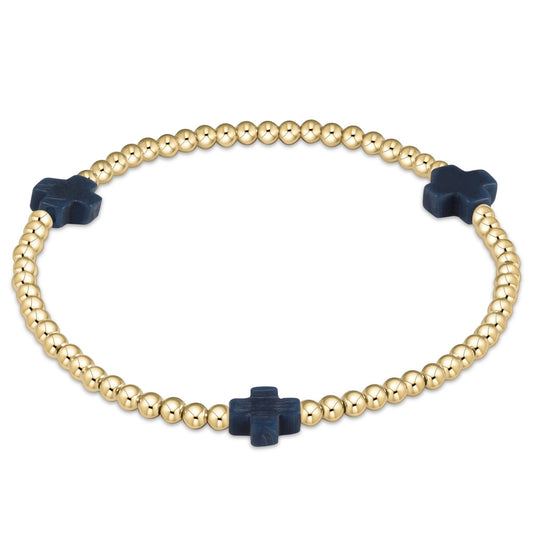extends signature cross gold 3mm bead bracelet - Gaines Jewelers