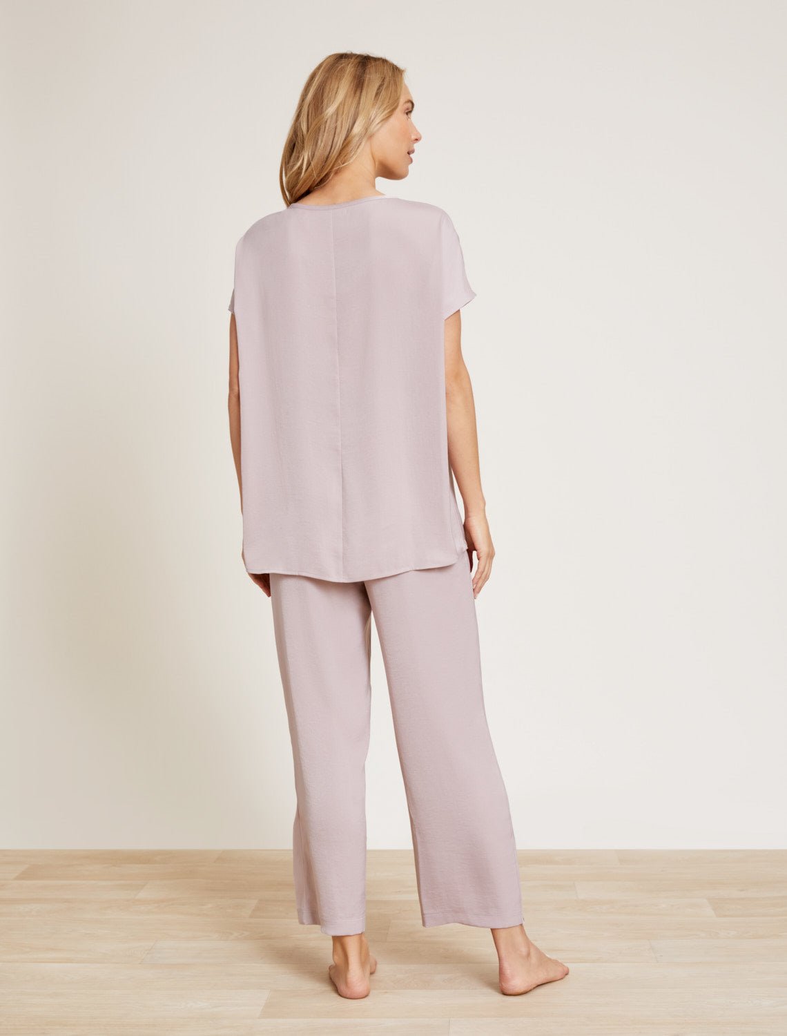 Feather Washed Satin Tee & Cropped Pant Set - Gaines Jewelers