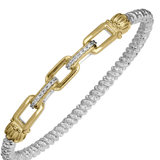 Flex Cuff Bracelet with (3) 14k yellow gold links and (2) diamond links - Gaines Jewelers