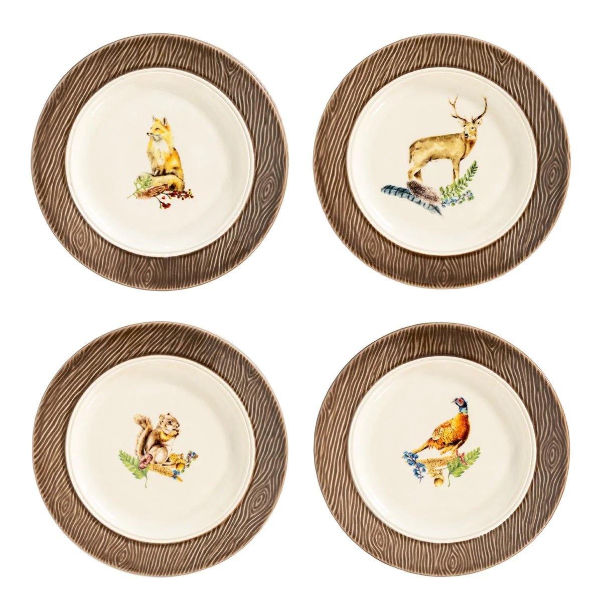 Forest Walk Animal Cocktail Plates Assorted Set/4 - Gaines Jewelers
