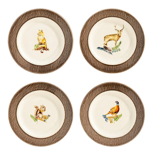Forest Walk Animal Cocktail Plates Assorted Set/4 - Gaines Jewelers
