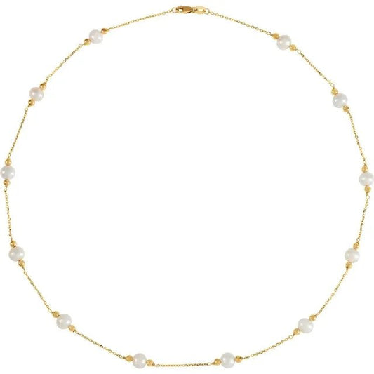 fresh water pearl necklace 5mm with tiny beads 18" - Gaines Jewelers