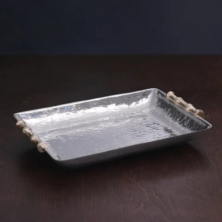 GARDEN Bamboo Rectangle Platter with Gold Handles - Gaines Jewelers