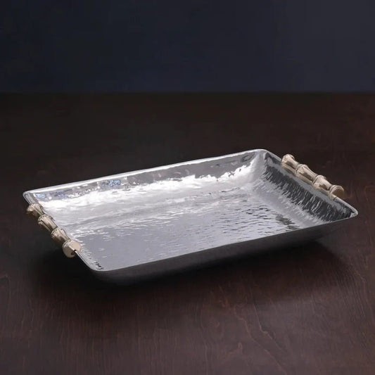 GARDEN Bamboo Rectangle Platter with Gold Handles - Gaines Jewelers