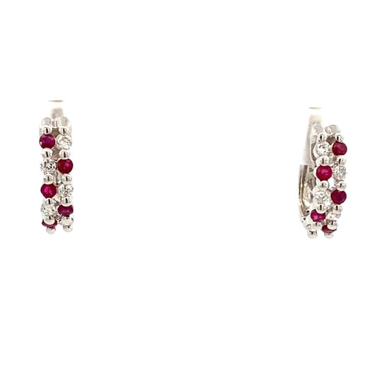 Gemstar earrings Ruby and diamond white gold - Gaines Jewelers