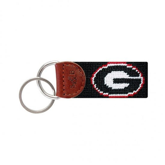 Georgia Black Needlepoint Key Fob - Gaines Jewelers