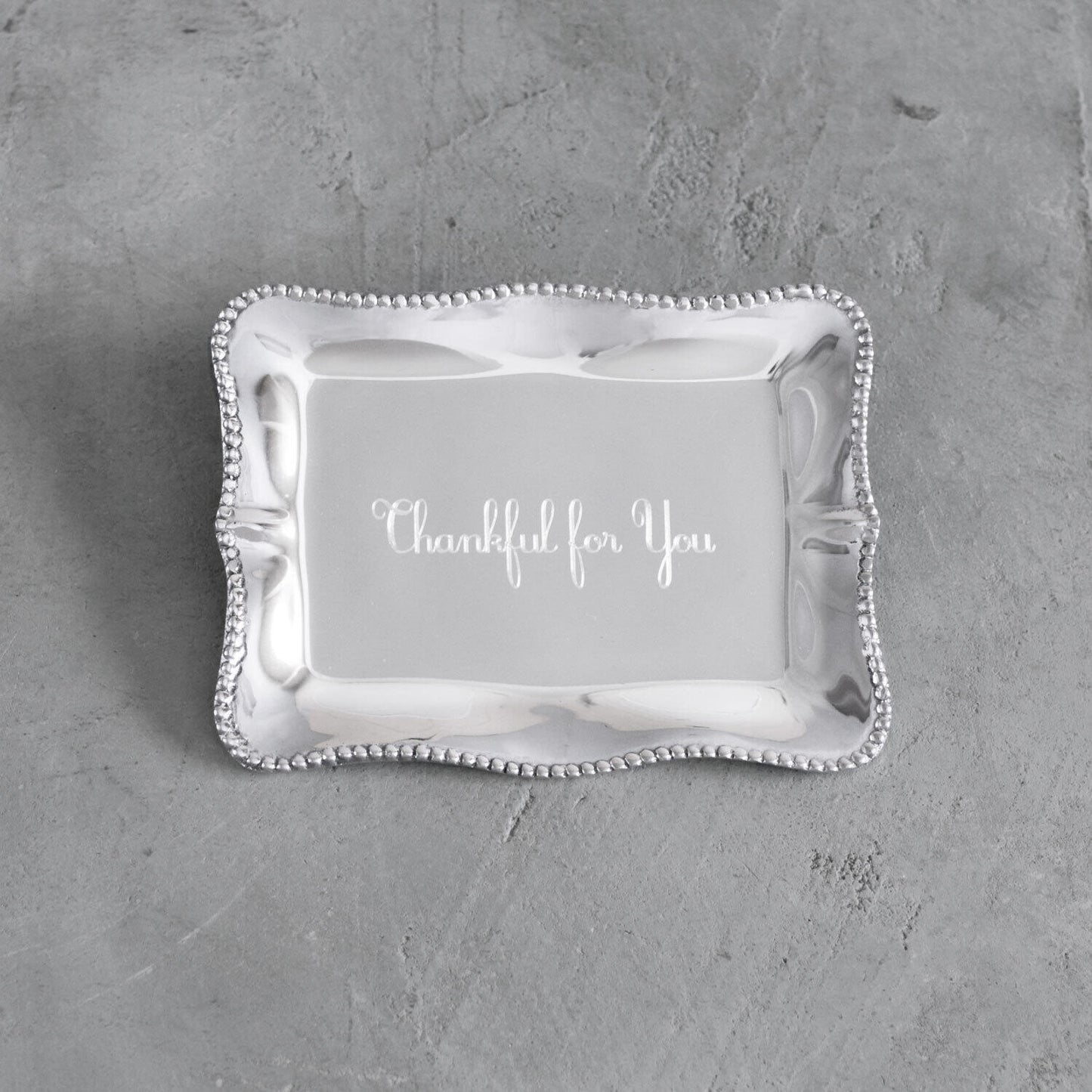 GIFTABLES Pearl Denisse Rectangular Engraved Tray - Thankful for You - Gaines Jewelers