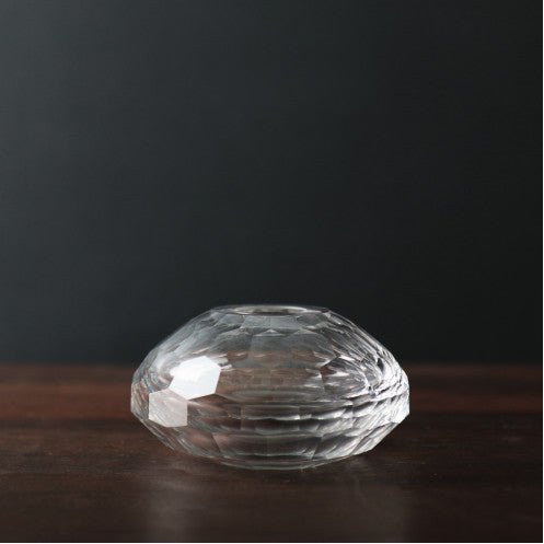 GLASS Faceted Short Bud Vase (Clear) - SMALL - Gaines Jewelers
