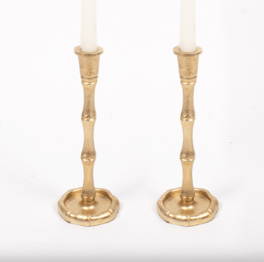 Gold Bamboo Candlestick Set - Small - Gaines Jewelers