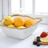 Gold Medium Square Salad Bowl-Golden Salerno - Gaines Jewelers