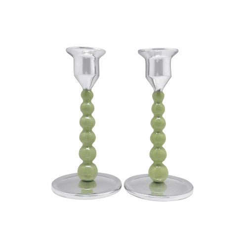 Green Pearled Candle Holder Set - Gaines Jewelers