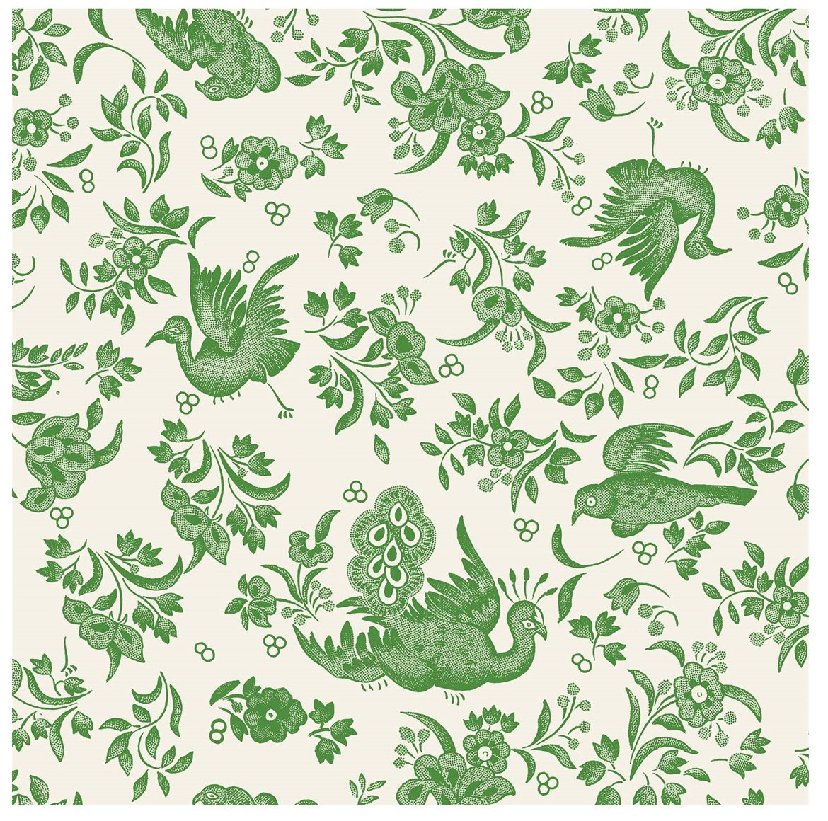 GREEN REGAL PEACOCK COCKTAIL NAPKIN - PACK OF 20 Hester and Cook - Gaines Jewelers