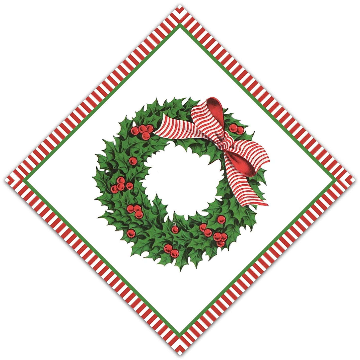 Holly Wreath Paper Cocktail Napkins - Gaines Jewelers