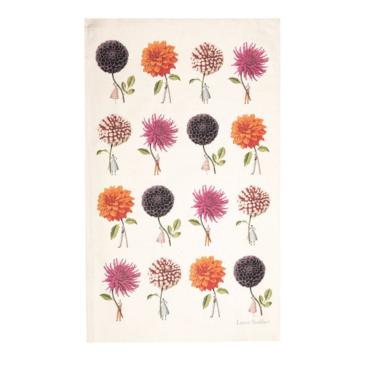 In Bloom Multi Dahlia Linen Tea Towel - Gaines Jewelers