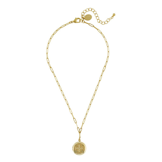 Jerusalem Cross Round Locket Necklace - Gaines Jewelers