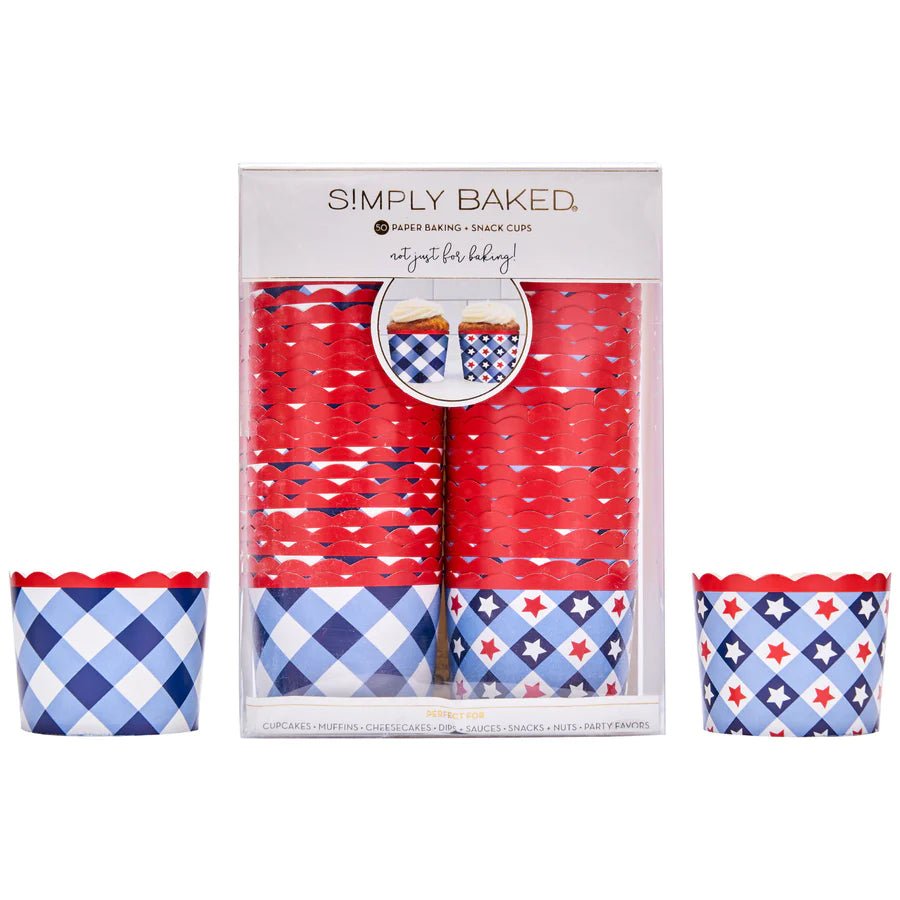 LARGE PAPER BAKING CUPS | PATRIOTIC GINGHAM | 50 CT - Gaines Jewelers
