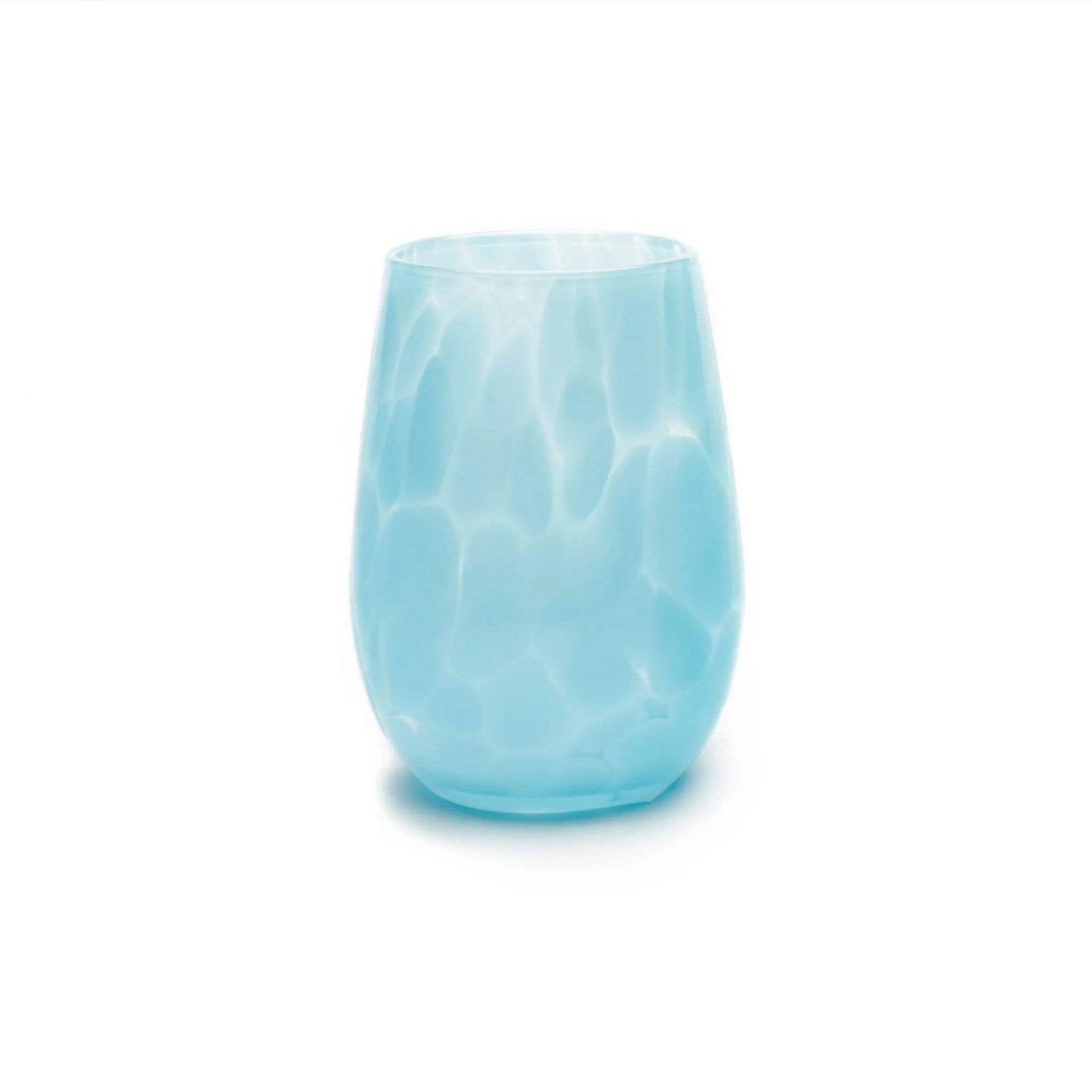 Light Blue Fritsy Stemless Wine Glass - Gaines Jewelers