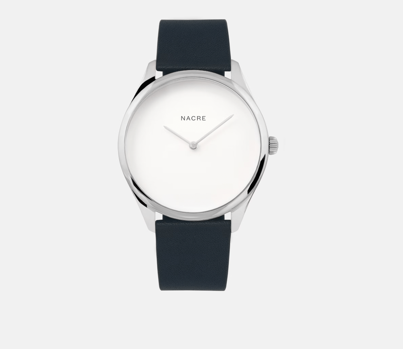 Lune Navy Leather Watch in Stainless Steel - Gaines Jewelers